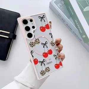 Cherries Pattern Premium Magnetic phone case applicable for Samsung Galaxy S25 S24 S23 S22 PLUS ULTRA FE durable shockproof protection Privacy Protection Magnetic Phone Case cute nic natalie reynolds mosnovo  protective case