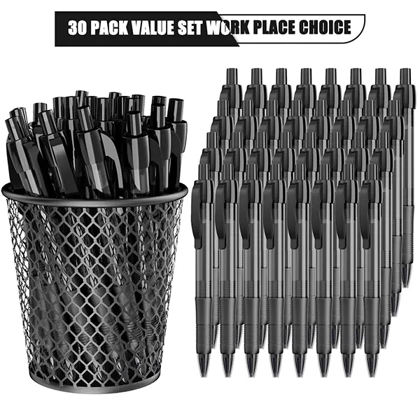 【BackToSchool】30 Pack Ballpoint Pens Bulk, Retractable Black Pens Ballpoint Medium Point 1.0 mm with Super Soft Grip, No Bleed Ink Pens Smooth Writing, School, Office, Teacher Supplies, Best Gifts for Coworkers
