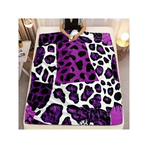 Vibrant Purple Leopard Print Soft Throw Blanket - Bold Animal Pattern Cozy Blanket for Home Decor & Comfort