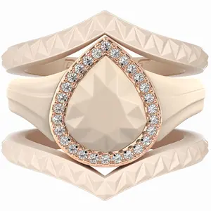 Pear Silicone Ring with Metal Frame & Stones – Includes 2 Stackable Bands | Patented Design by Rinfit
