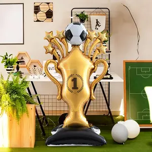 Giant Standing Football Trophy Balloon, Aluminum Foil, Soccer Theme Decor, Birthday Party, Home Decoration, Indoor Outdoor, Sports Party, Party Balloons
