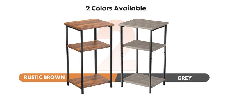 Sweet Furniture F 3-Tier End Table Side Table with Adjustable Feet,Small Nightstand Space-Saving for Bedroom Living Room Office
