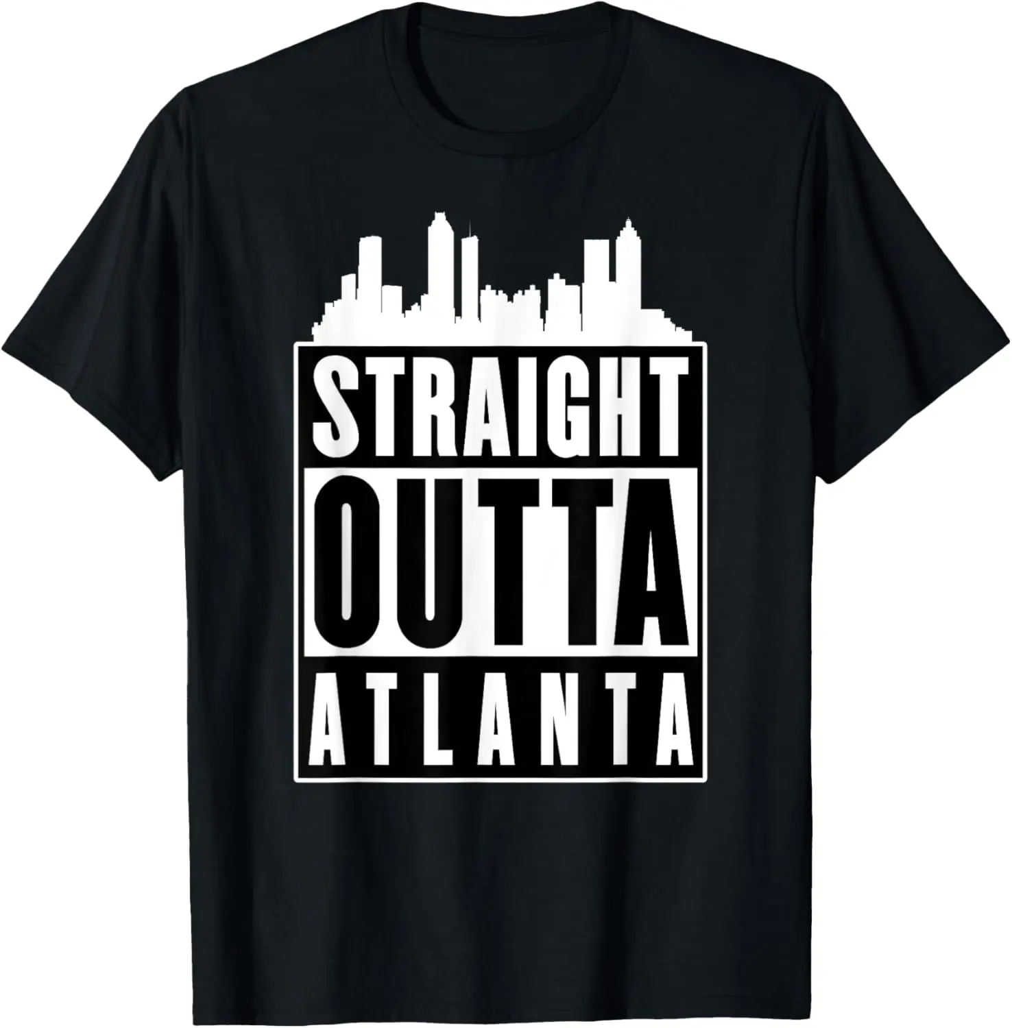 Women's 100% Cotton Short-Sleeve Round Neck Vintage Lady Streetwear T-Shirt - Distressed Straight Outta Atlanta City Silhouette Graphic, Everyday Casual Top