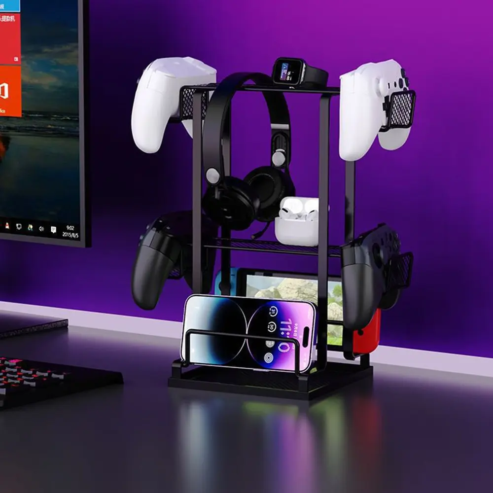 Multifunctional Desktop Organizer Stand, Game Controller Holder, Earphone Hook, Multi-Purpose Storage Rack, Ideal for Study and Office