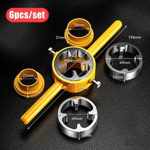 6pcs Pipe Threader 1/2 3/4 1Inch Plumbing PVC Thread Tool Manual Plumbing Screw Die Wrench Water Pipe Plate Teeth Set