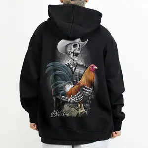 David Gonzales Mens Gallero Rooster Skelleton Rancher, Hoodie Chicano Sweatshirt
