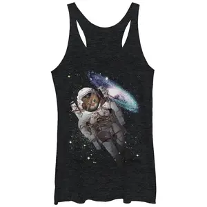 Women's Lost Gods Cat Astronaut Space Galaxy Racerback Tank Top