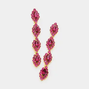 Fuchsia Marquise Stone Dangle Pageant Earrings  | Fuchsia Earrings  | 573396