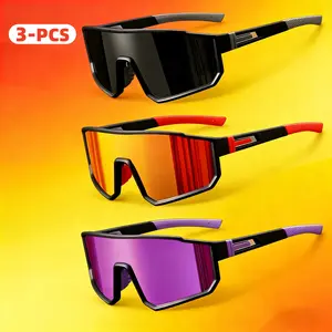 3-Pack 2026 Trending Sunglasses for Men & Women Lightweight Flexible Sports Shades for Baseball Cycling & Motorcycle Perfect Gift Idea Full Face Windproof Ski Goggles Coverage Anti-Fog Non Prescription Design