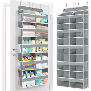 Yecaye Over The Door Organizer, 5 Tier Extra Large Behind Door Storage of 10 Compartments, 80lbs Heavy Duty Door Organizer Hanging with Clear Window for Closet Bedroom Pantry Bathroom, Grey