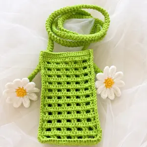Handmade Hollow Grid Crossbody Crochet Phone Bag/Wallet
