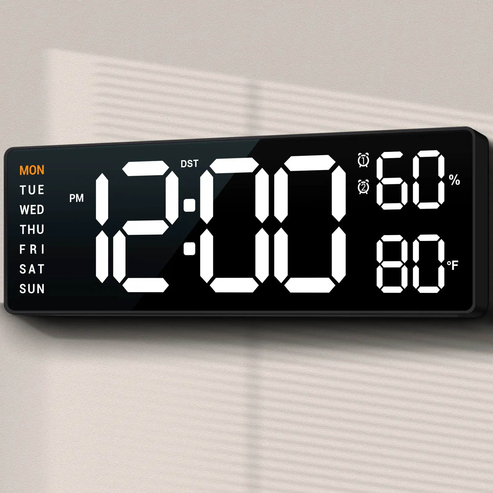 10 in Classic Square Digital Wall Clock - LED Display Multifunctional Alarm Clock, Wall-Mounted or Desk-Use for Living Room, Ideal Housewarming Gift for Seniors, Led Display Clock