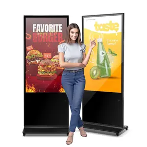 VEVOR 55 Inch Indoor Digital Signage Display, Touchscreen Digital Kiosk, Floor Standing Kiosk Display, 4K UHD LCD Screen, 2GB RAM & 32GB ROM, with WiFi/USB Input, Commercial Advertising Display