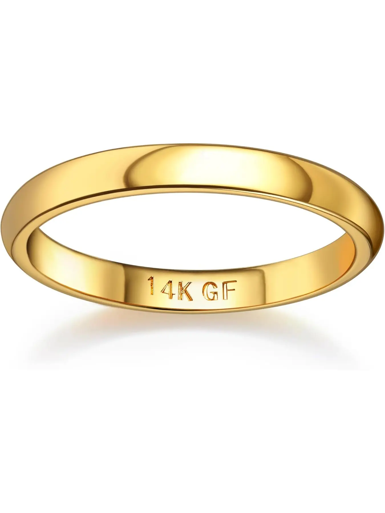 14K Gold Filled Ring for Women Men Thick Thin Pinky Thumb Ring Wedding Band Ring Engagement Rings Elegant Everyday Ring Non Tarnish Plain Domed Comfort Fit Size 6 to 10