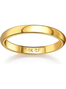 14K Gold Filled Ring for Women Men Thick Thin Pinky Thumb Ring Wedding Band Ring Non Tarnish Plain Domed Comfort Fit Size 6 to 10 Engagement Rings