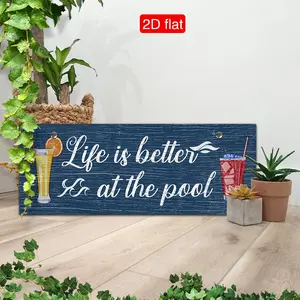 Swimming Pool Sign Decorative Plaque, Backyard Pool Decoration, Outdoor Pool Marker, Farmhouse Wall Art, Wooden Home Gift (5.9x15.7 Inches)