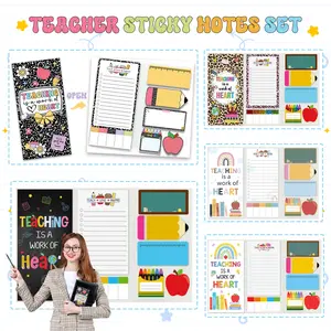 [Gift] Teacher Sticky Notes “Teaching Is a Work of Heart” – Set Blackboard Self-Stick Note Pads - Teacher Appreciation Gift Writing Memo Pads Classroom School Office Supplies