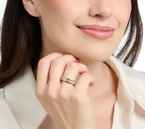 Steel by Diamonique Round Cut Eternity Band Ring