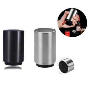 Automatic Bottle Opener,1 Count Portable Stainless Steel Push Down and Pop off Bottle Opener,Quick Bottle Opening Tool for Kitchen,Fall for Gift,Kitchen Gadgets Black Home Bar Convenience Cap Valentine's Day gift Christmas Thanksgiving cooking utensils