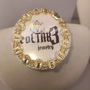 177 - Esclava Virgen Maria Diamantada 14k Gold Plated