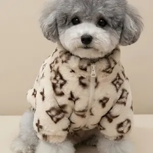 Warm Smoked Fur Dog Jacket | Stylish Dog Clothes Coat for Small Medium Dogs Cats Schnauzer Bichon Teddy Autumn Winter
