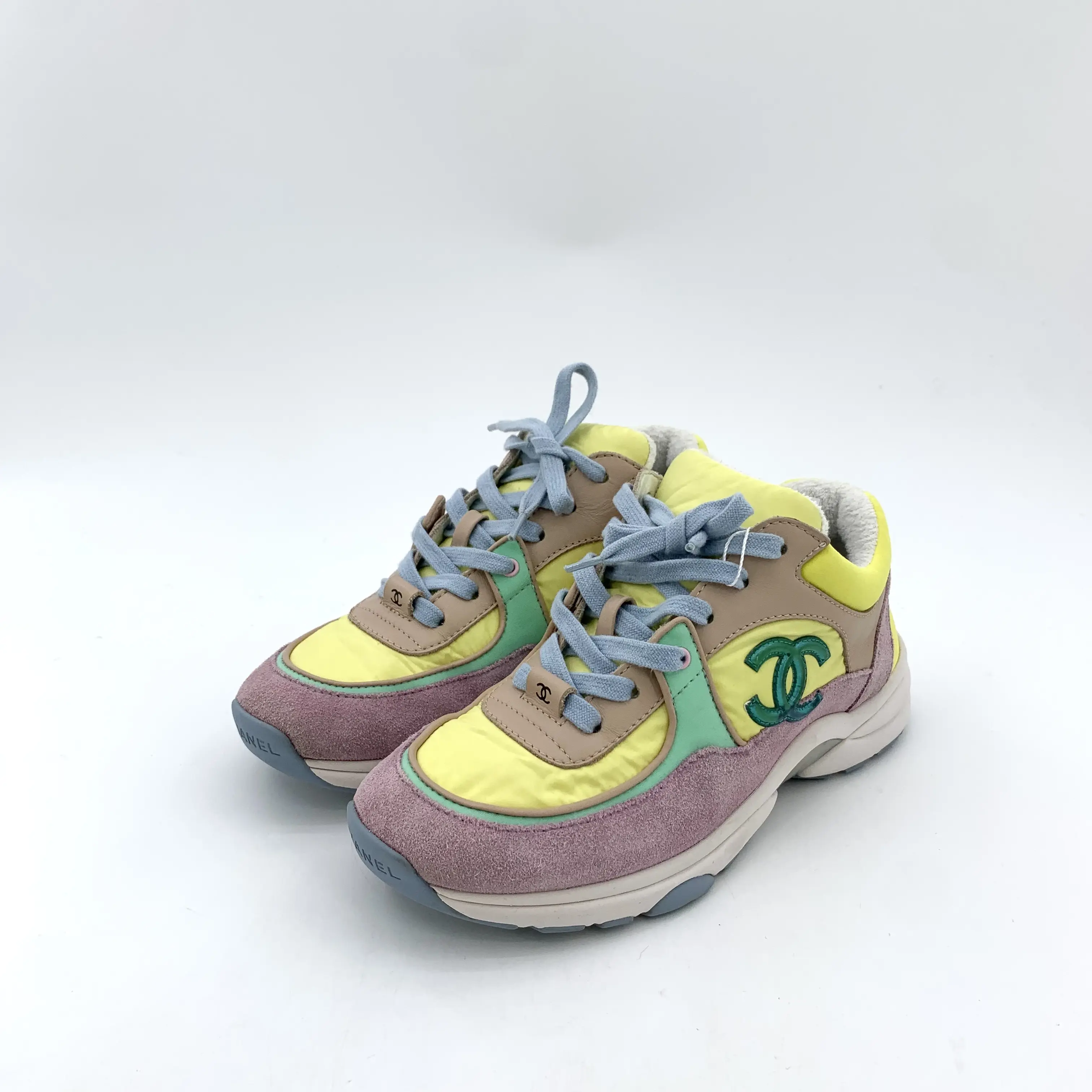 RDLTS- Chanel Colorblock CC Embroidered Lace-Up Sneakers Size US 6