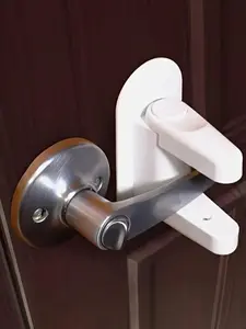 Door Handle Lock Easy Installation No Tools Required 2 Button Press 90 Degree Rotating Handle Polished Metal Surface Durable Reliable Door Knob