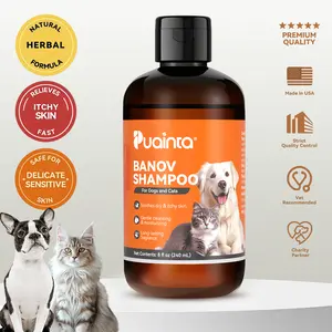 Itch-Relieving Shampoo-PUAINTA 8oz Banov Pets Shampoo for Dogs & Cats | Plant-Added Formula Addresses Itching & Ringworm Contains Chamomile Rosemary & Coconut Oil，Deep Clean Anti-Odour, Enhances Coat Shine, Easy Rinse