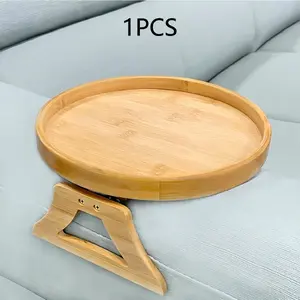 Round Bamboo Tray Set, Versatile Serving Dish for Fruits & Snacks, Detachable Design for Sofa Armrest Storage, Space-Saving Organizer, Tableware