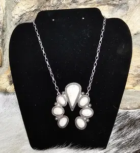White Squash Blossom Pendant and Necklace