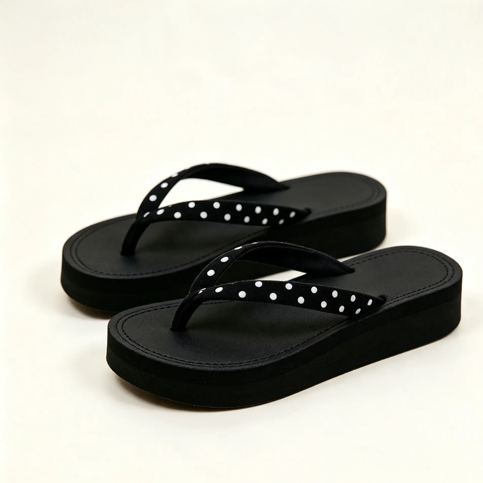 Women's Non-Slip Black Platform Flip Flops Casual Summer Thong Sandals