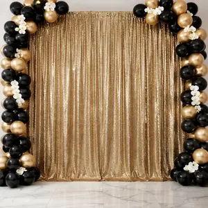 Gold Sequin Event Backdrop Curtain with Rod Pocket – Shimmering Drape Panel for Professional Displays & Photo Booths, 5ft x 12ft