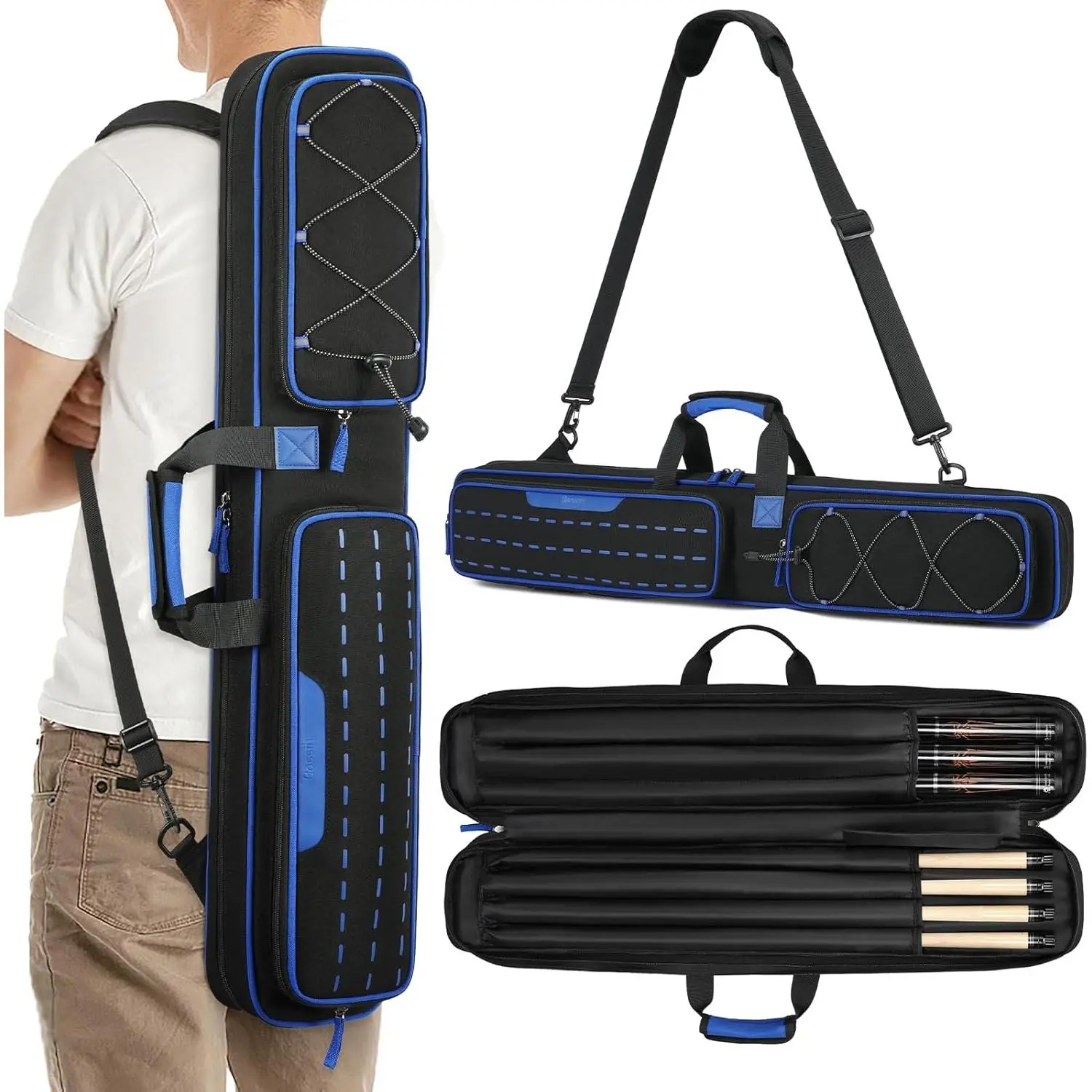 Pool Cue Case, 3x4 / 5x5 Pool Stick Billiard Cue Accessories Soft Padded Bag Case Yifanyou Sports