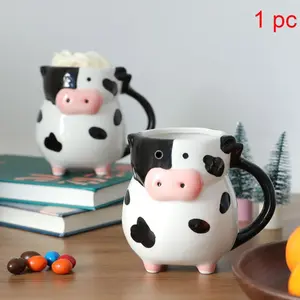 Cute Cow Coffee Cup, Cartoon Ceramic Mug, Perfect for Home, Office, Gifts, Durable and Fun, Ideal Holiday Gift