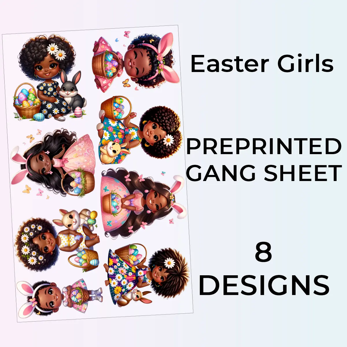 Ready to Press Cute Easter Bunnies DTF or Sublimation GangSheets