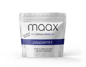 Maax Caffeine Mints | 80mg of caffeine per piece | Peppermint | 100 total pieces per bag