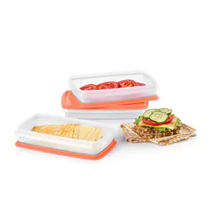 Tupperware Snack-Stor Slim Airtight Food Storage Containers (Set of 3) keep deli meats, cheese, and snacks organized and fresh.