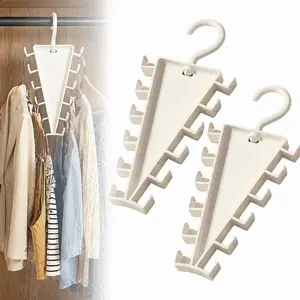 Space Saving V-Shaped Double-Sided Closet Organizer Hanger, 360 Degree Rotatable Multi-Layer Clothes Storage Rack with 12 Hooks, Vertical Garment Hanger for Shirts, Coats, Pants, Jeans