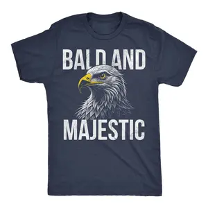 Mens Funny T Shirts Bald and Majestic Sarcastic Eagle Graphic Novelty Tee for Men Mens Funny T Shirts Cool Vintage Fashion T-Shirt Gift Classic Menswear Sarcastic Apparel for Men Funny Animal Short Sleeve Navy -