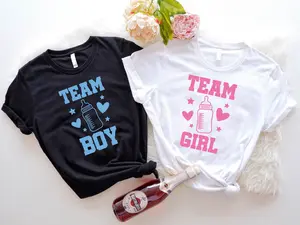 Gender Reveal Party T-shirts, Team Boy And Team Girl Matching Shirts, Pregnancy Announcement Tee, Baby Shower T-shirt, Team Pink Or Team Blue Shirt, Cute Baby Reveal Tee