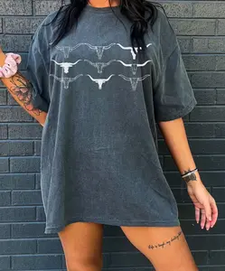 Cow skull shirt western shirt tshirt dress teeshirt dresses oversized tshirt cowgirl shirt country t shirt dress concert