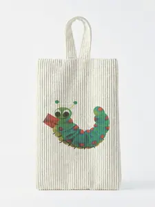 Travel Organizer Bag with Caterpillar Pattern, Velvet Material, Reinforced Handle, Ideal for Lingerie & Cosmetics, All-Season Use