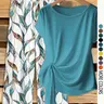 【Black Friday】Women's Casual Printed Knot Shirt & Loose Straight-Leg Pants Two-Piece Set, Lightweight Comfortable Outfit for Spring & Summer