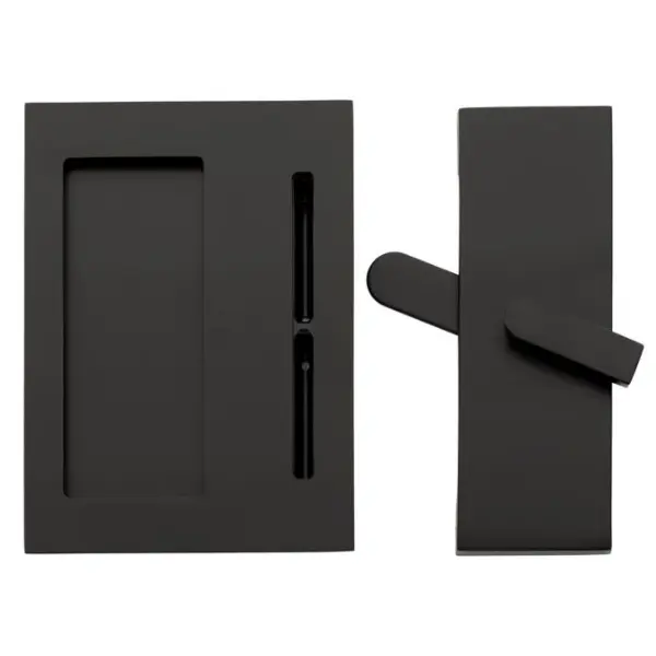 Emtek 222202US19 Modern Rectangular Barn Door Privacy Lock - Flat Black Metal Door Lock with Integrated Strike, Flush Pull, Brass Components, Indoor Use for Personal Style