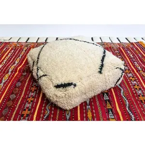 Dalia - Moroccan Bohemian Floor Pillow - Cover Handmade Cushion made from Vintage 80 s Moroccan Rugs .