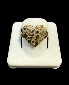 Ali Jewelers 10 Karat Gold Heart Nugget Ring, Fashion Costume Jewelry Gold Ring, Gold Rings