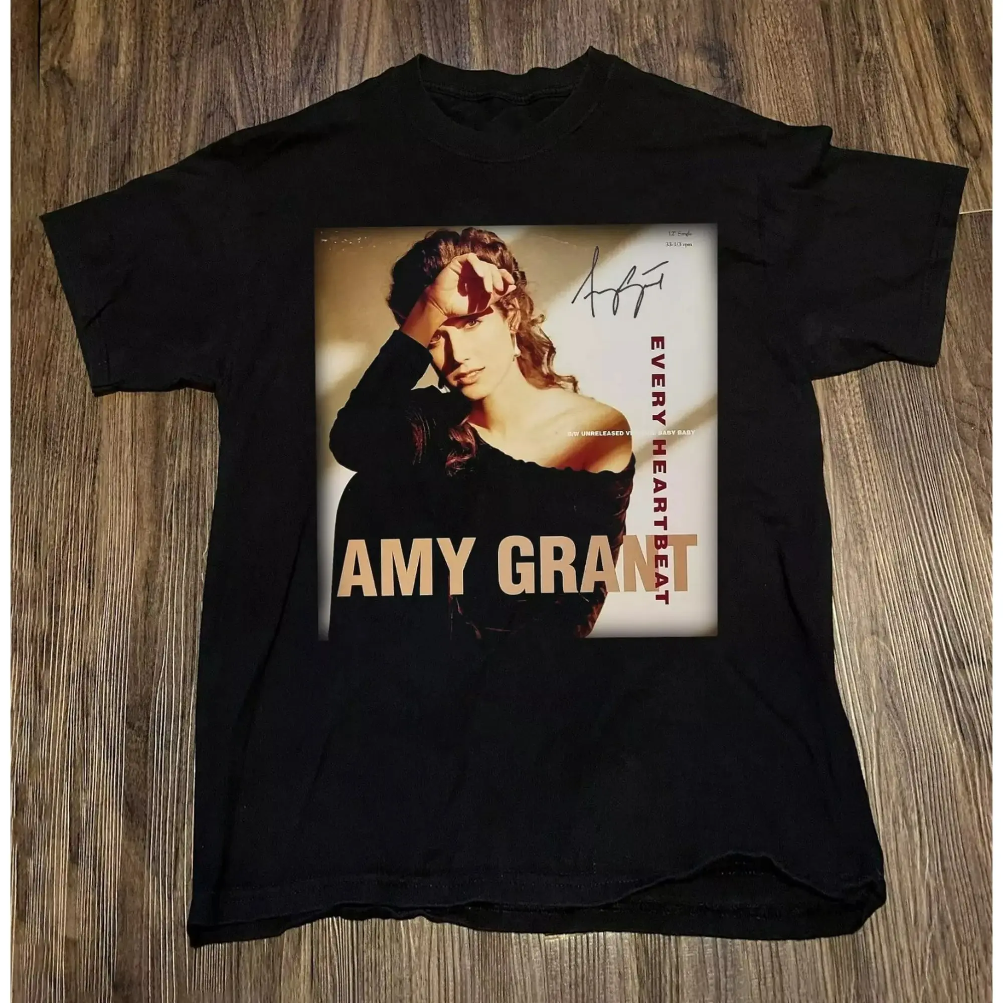Amy Grant - Every Heartbeat Signature Album Black Tee Unisex T-Shirt All Size Tshirt, L, NAVY