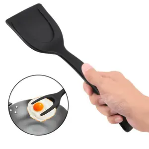 2 in 1 Spatula Tongs, 1 Count Multifunctional Cooking Spatula Tongs, Heat Resistant Cooking Tool for Egg, Pancake, Steak, Kitchen Gadgets