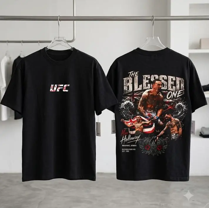 Youth and Adult Max Holloway UFC 329 T-Shirt, The Blessed Graphic Tee, MMA Fighter Shirt, UFC Inspired Fight Fan Apparel, Gift for Combat Sports Fans