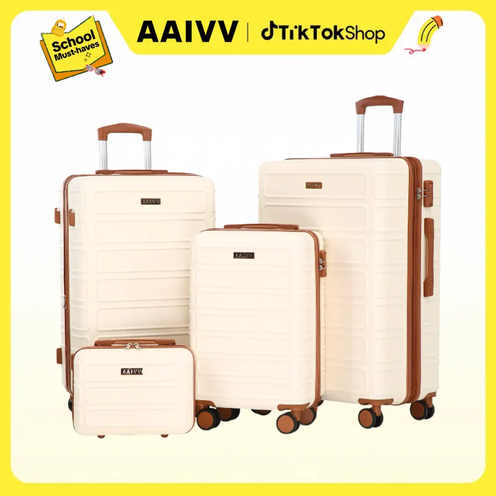 AAIVV 4 Piece Luggage Sets, Double Spinner Wheels, Expandable, TSA Lock Durable Suitcase Set, Traveling Bag, Luggage Sets (13/20/26/28in) summervibes, vacationoutfits,beachoutfits,back to school shopping